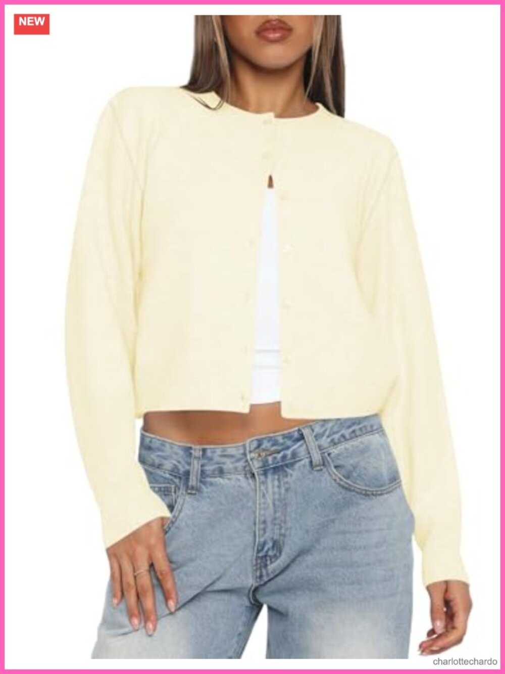 Cropped Cardigan Sweater Lightweight Knit Button Up Long Sleeve Women